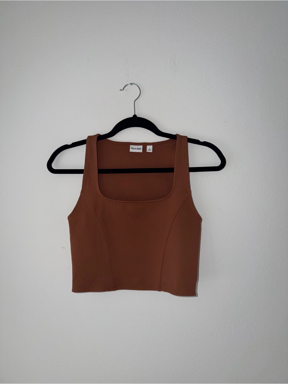 Aritzia Sunday Best Brown Square-Neck Crop Tank Top